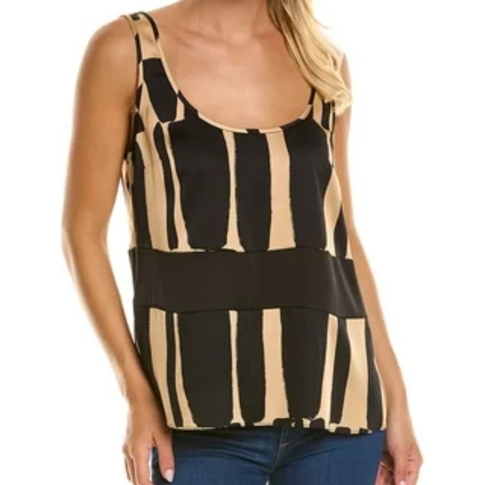 Donna Karan Black and Tan‎ Sleeveless Tank Top Small